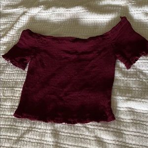maroon off the shoulder top